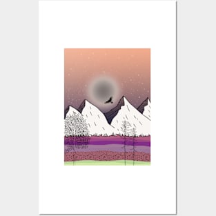 Wanderlust peach sky silver moon Posters and Art